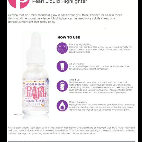 📦Perfectly Posh Working Pearl, Pearl Liquid Highlighter - NIB - Picture 3 of 5